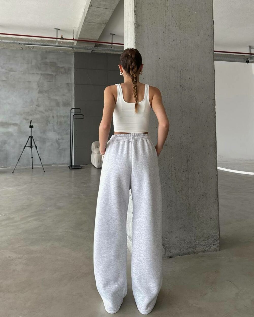 Штани широкі на флісі колір чорний