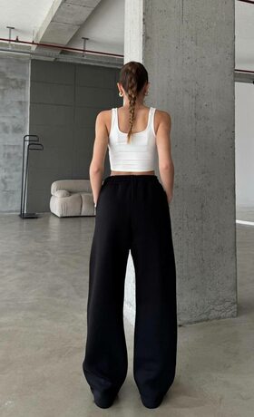 Штани широкі на флісі колір чорний