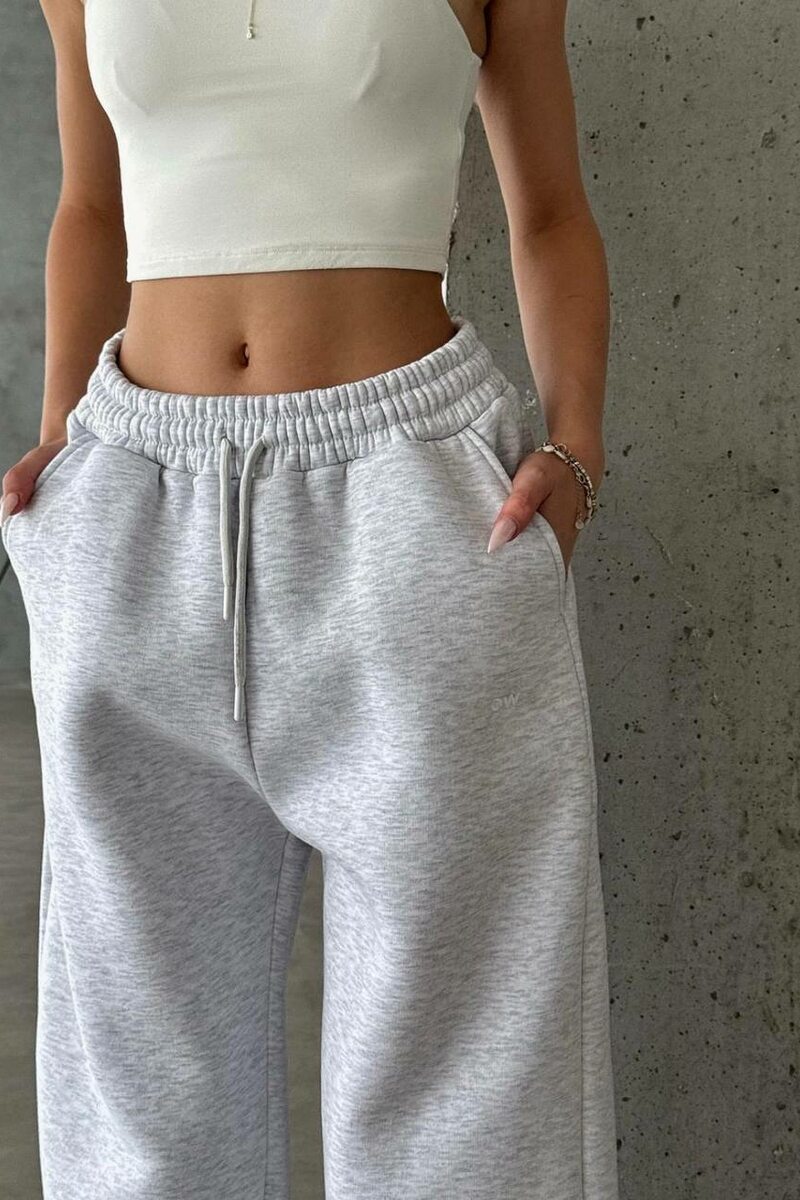Штани спортивні широкі на флісі колір меланж