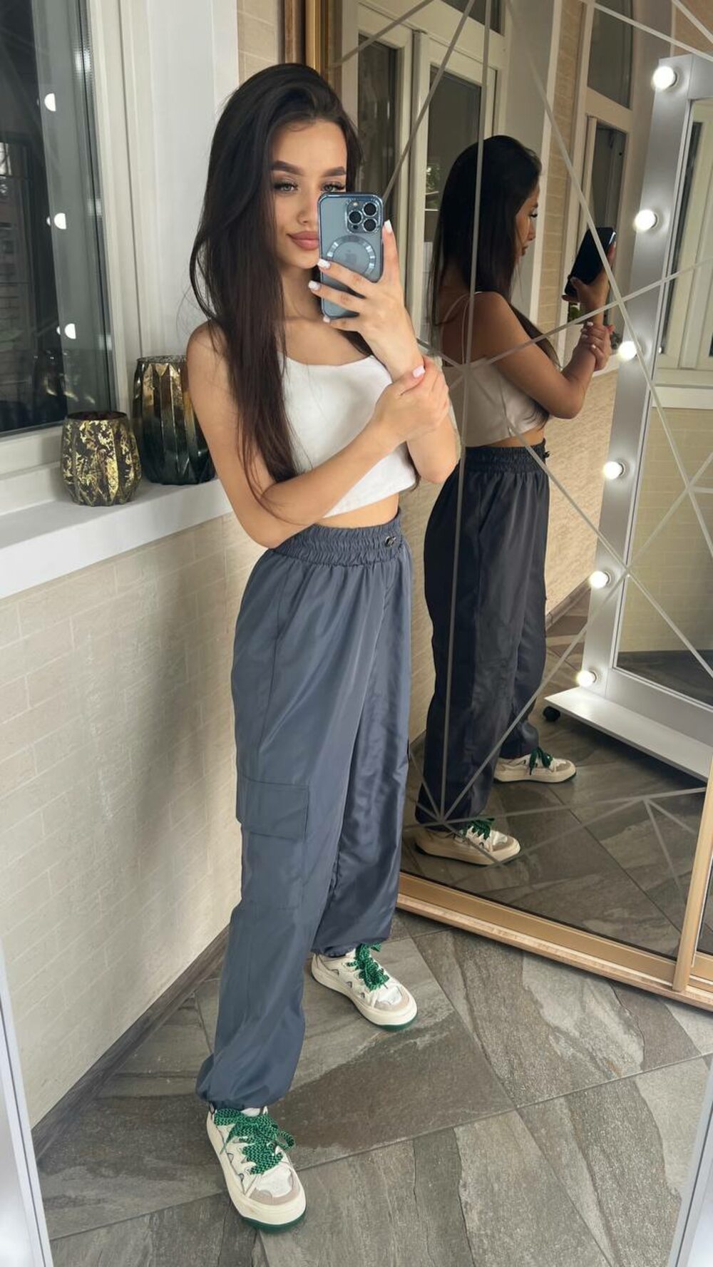 Штани карго модні з кишенями графітовий колір