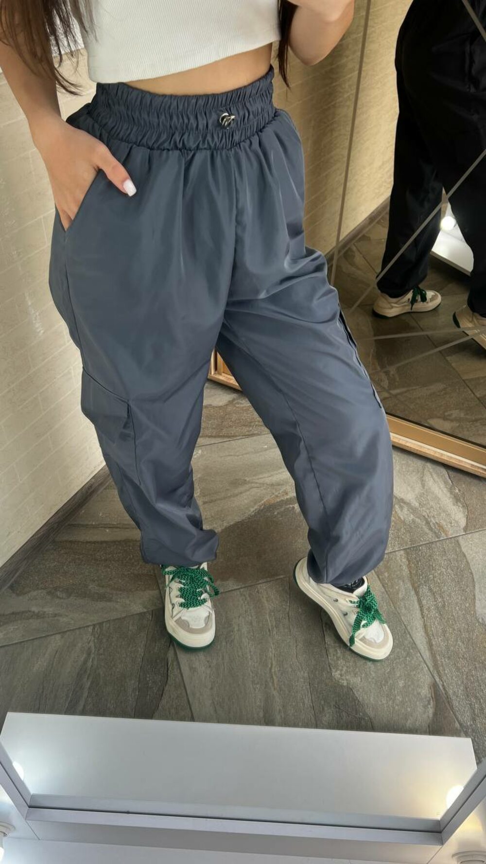 Штани карго модні з кишенями графітовий колір