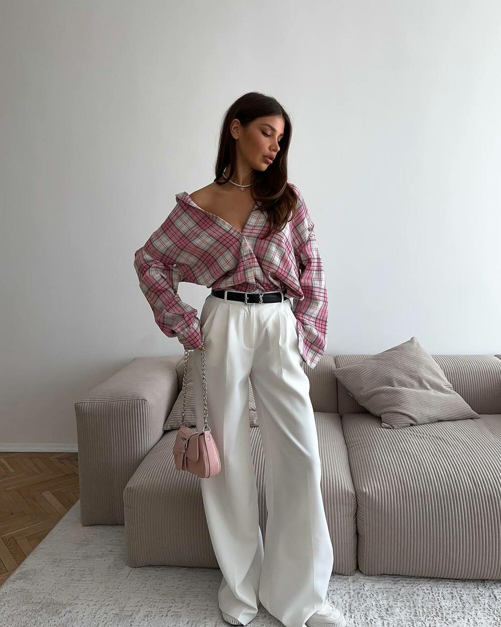 Штани палаццо, колір молоко