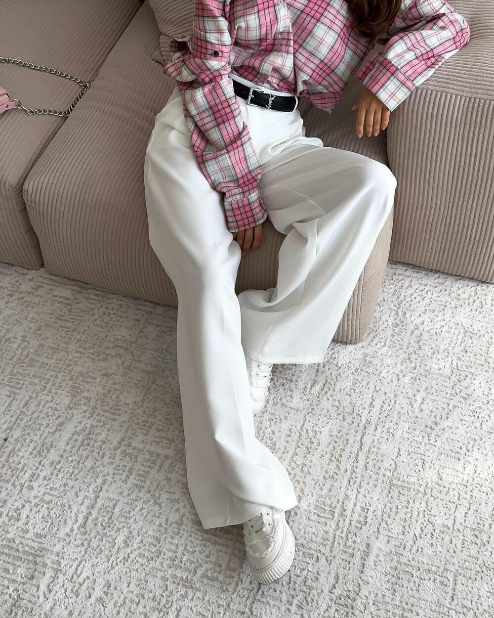 Штани палаццо, колір молоко