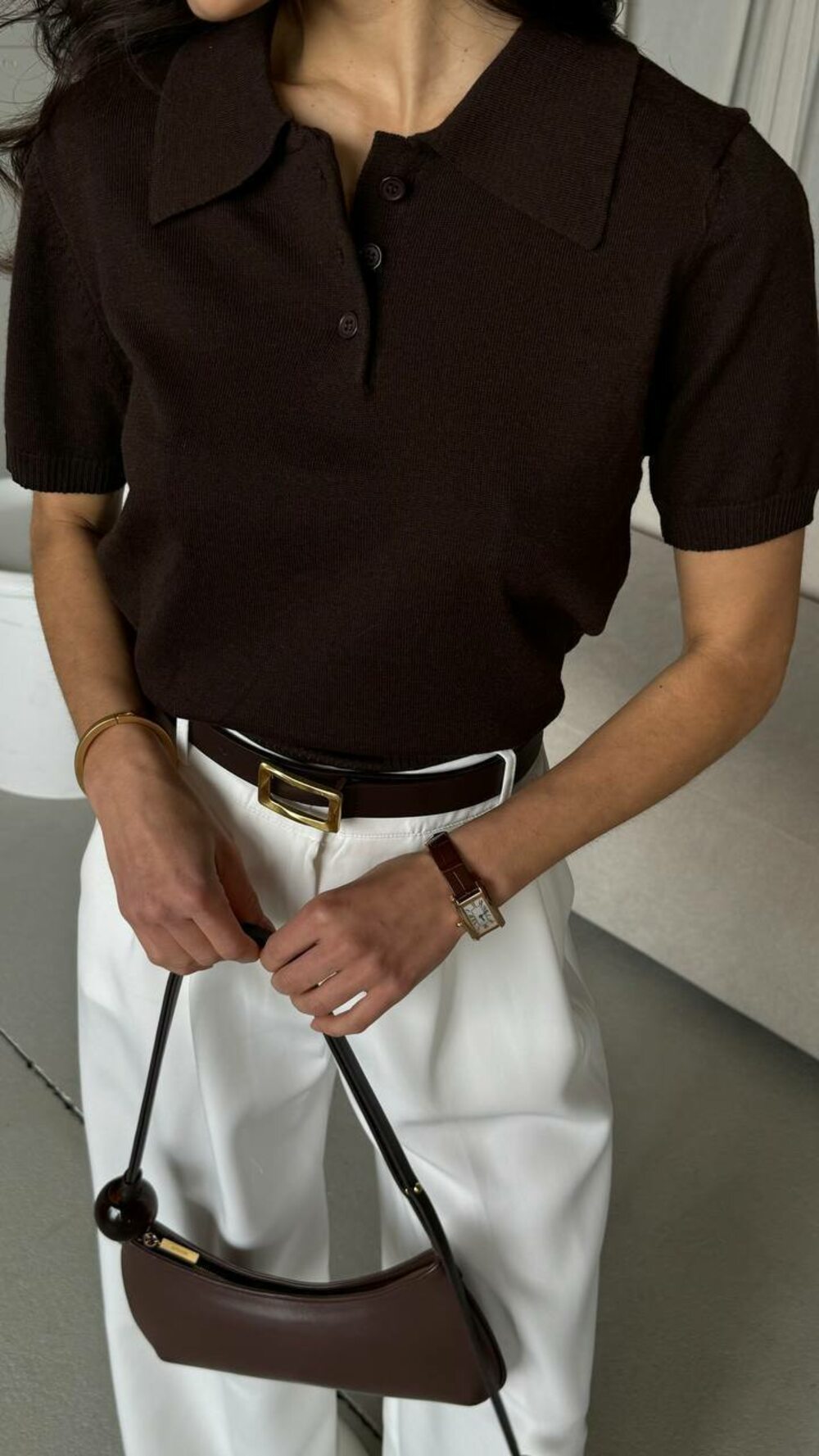 Штани плацце на високій посадці, колір молочний