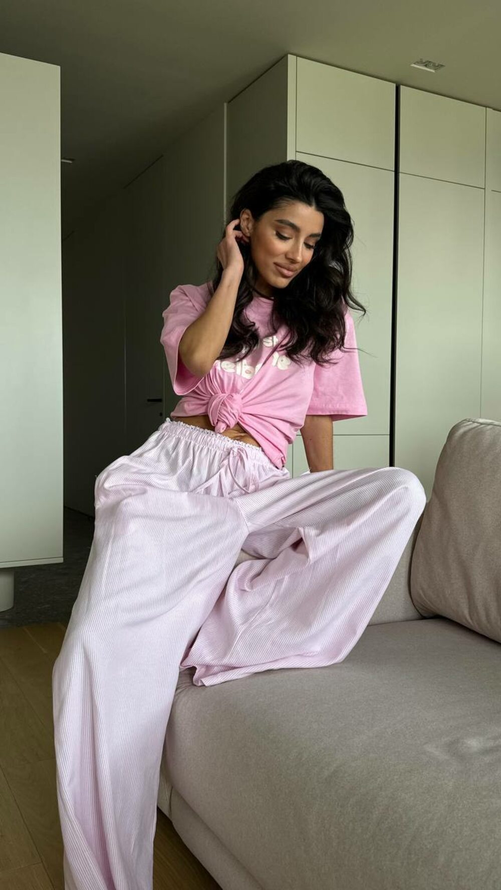 Штани з мереживом, колір рожевий