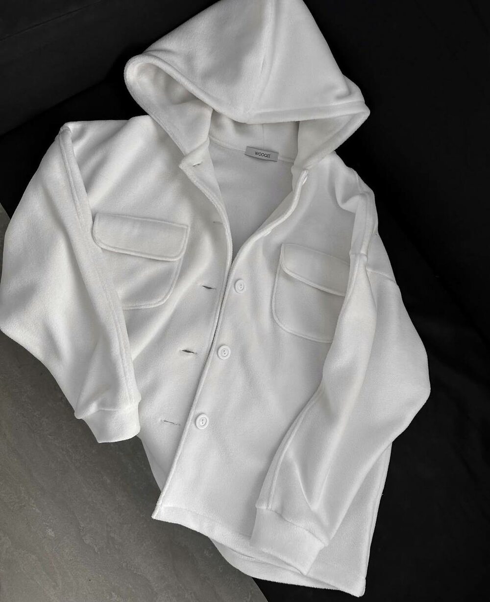 Сорочка з флісу з капюшоном, колір білий