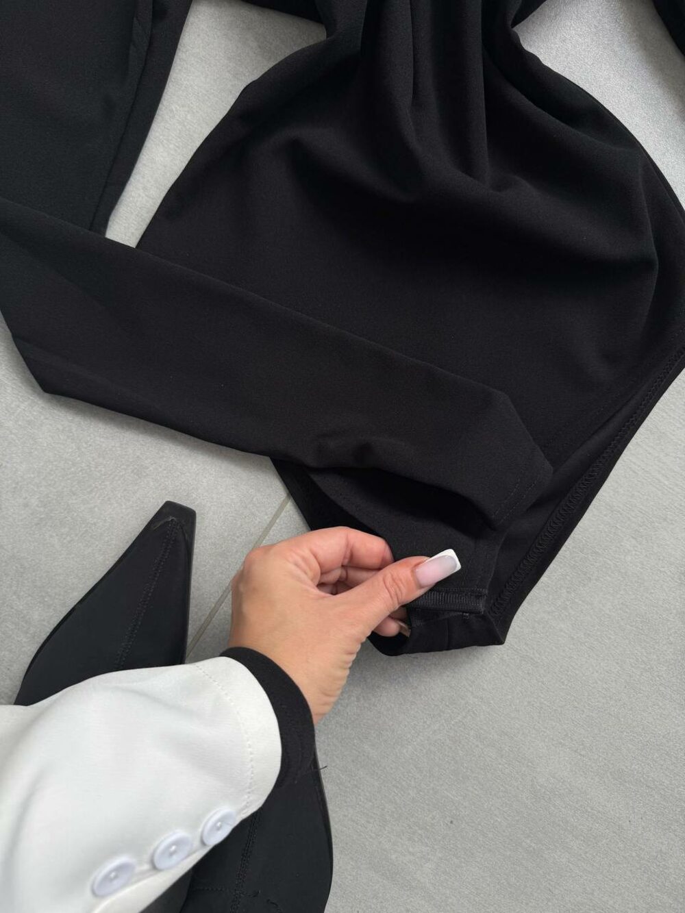 Боді з довгим рукавом, колір чорний