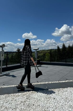 Рубашка в клеточку оверсайз, цвет черный