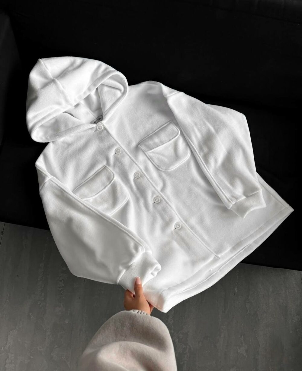 Сорочка з флісу з капюшоном, колір білий