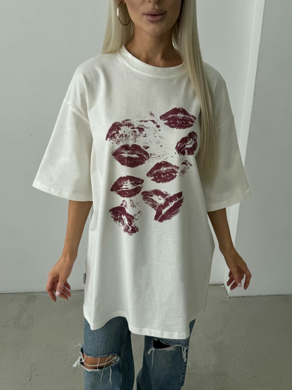 Футболка з принтом, колір білий