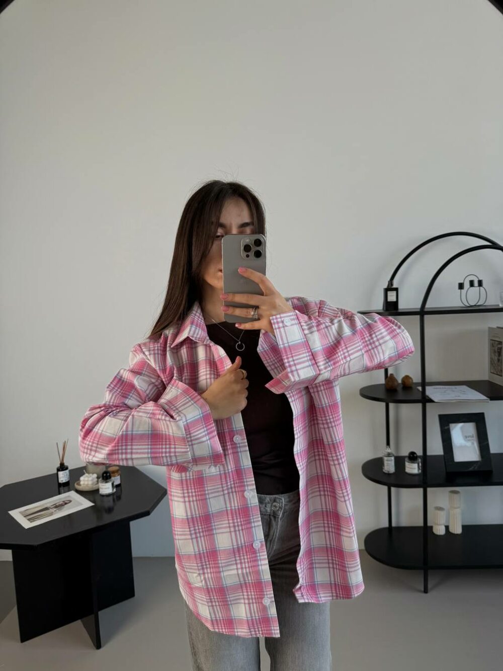 Сорочка вільного крою, колір світло-рожевий