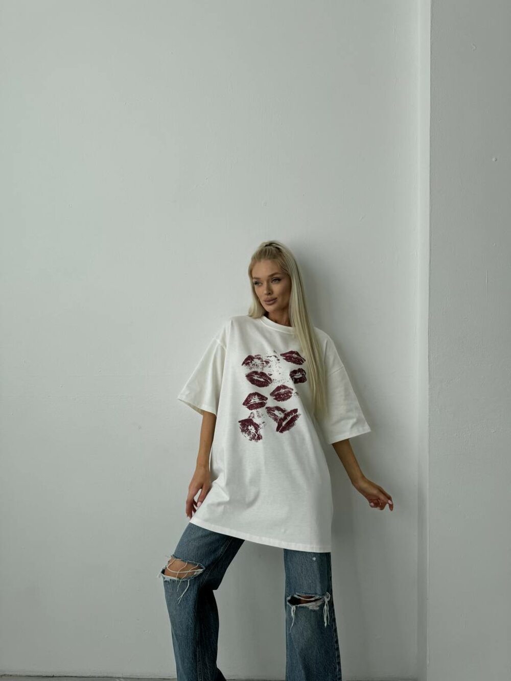 Футболка з принтом, колір білий