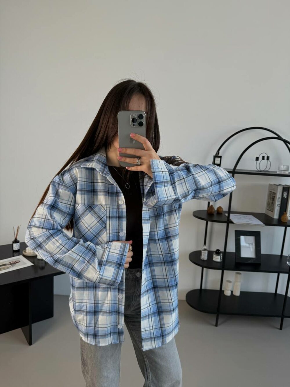 Сорочка вільного крою, колір блакитний