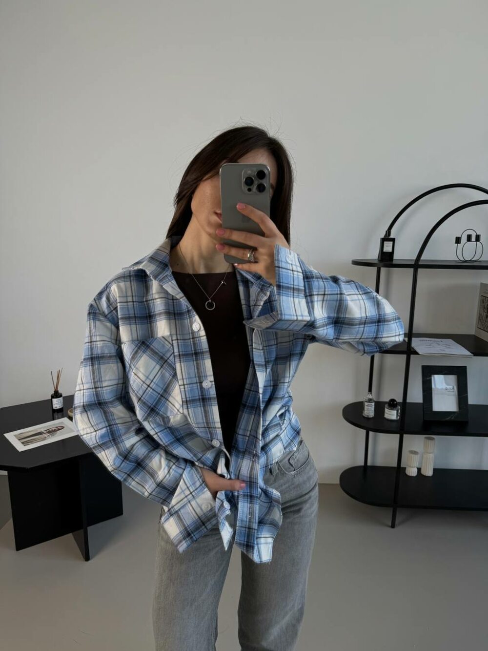 Сорочка вільного крою, колір блакитний