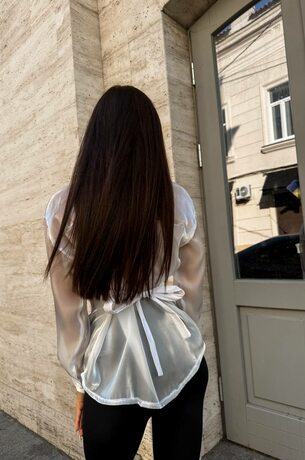 Блузка с длинным рукавом, цвет белый