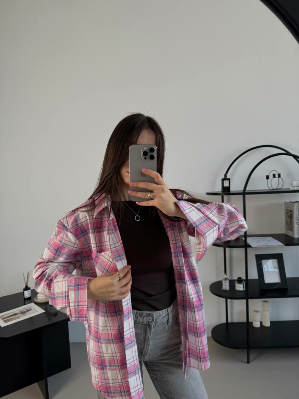 Сорочка вільного крою, колір темно-рожевий