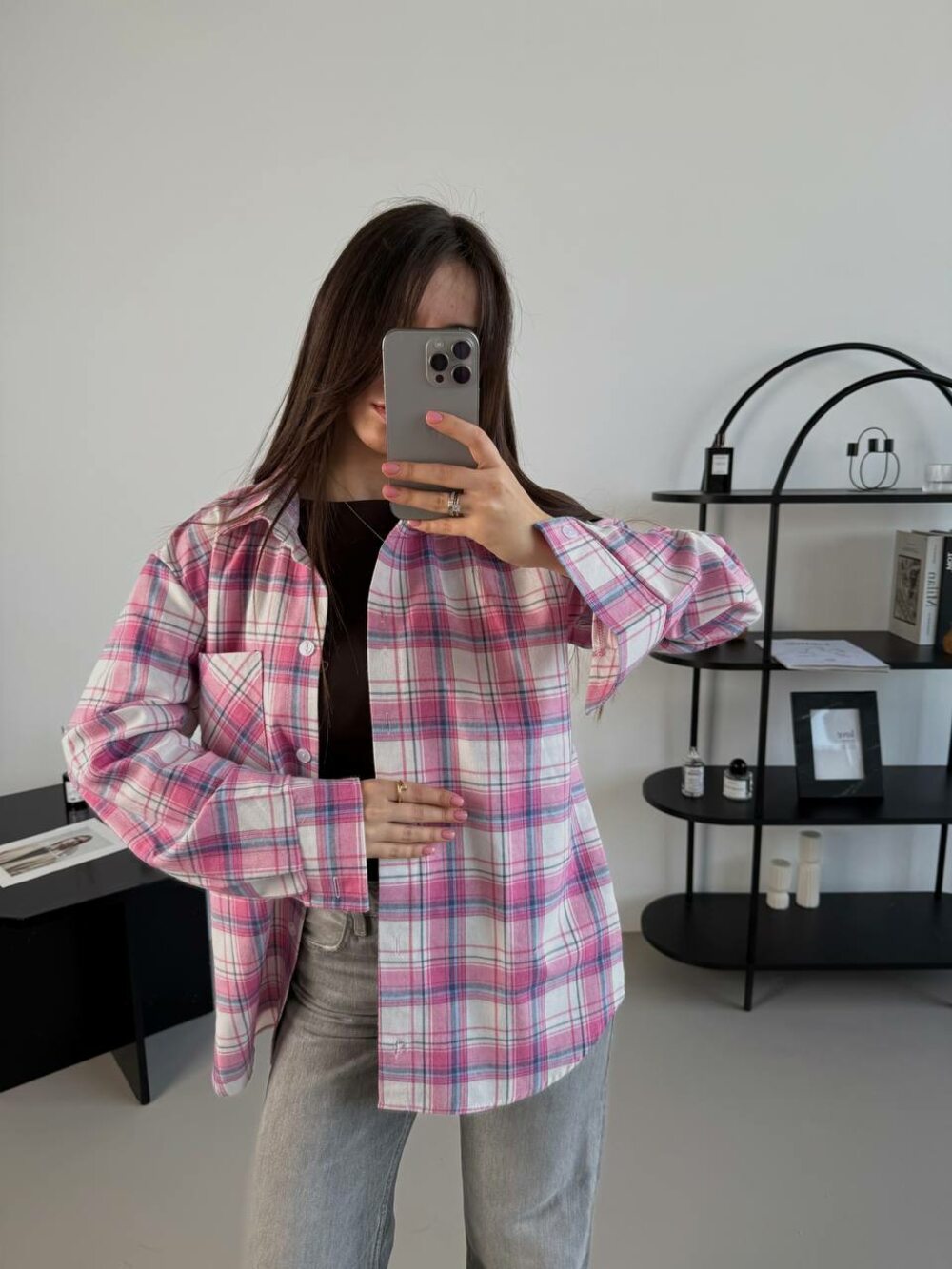 Сорочка вільного крою, колір темно-рожевий