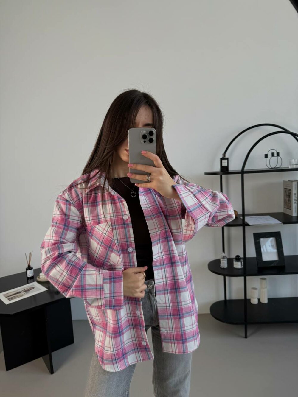 Сорочка вільного крою, колір темно-рожевий