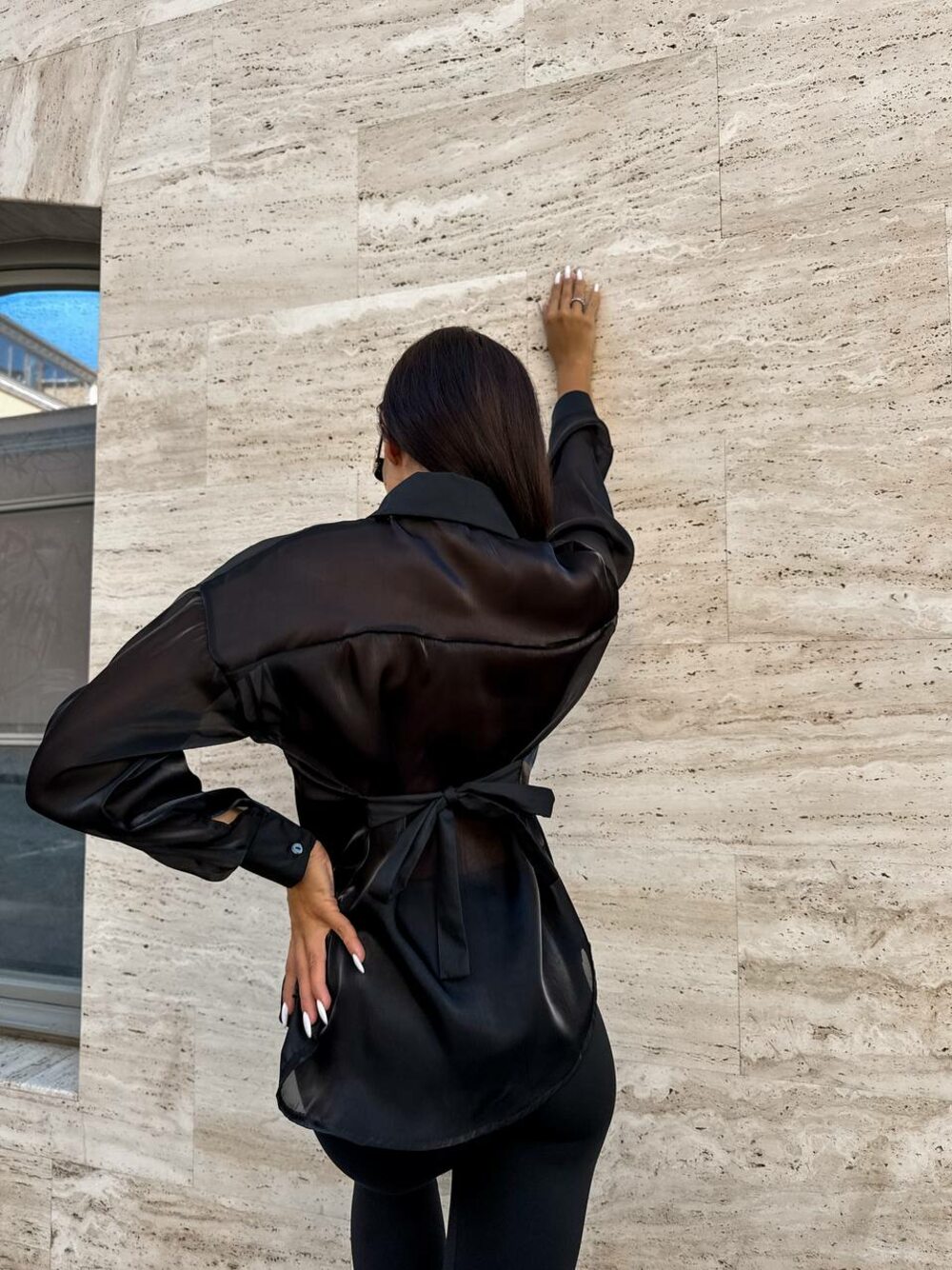 Блузка з довгим рукавом, колір чорний