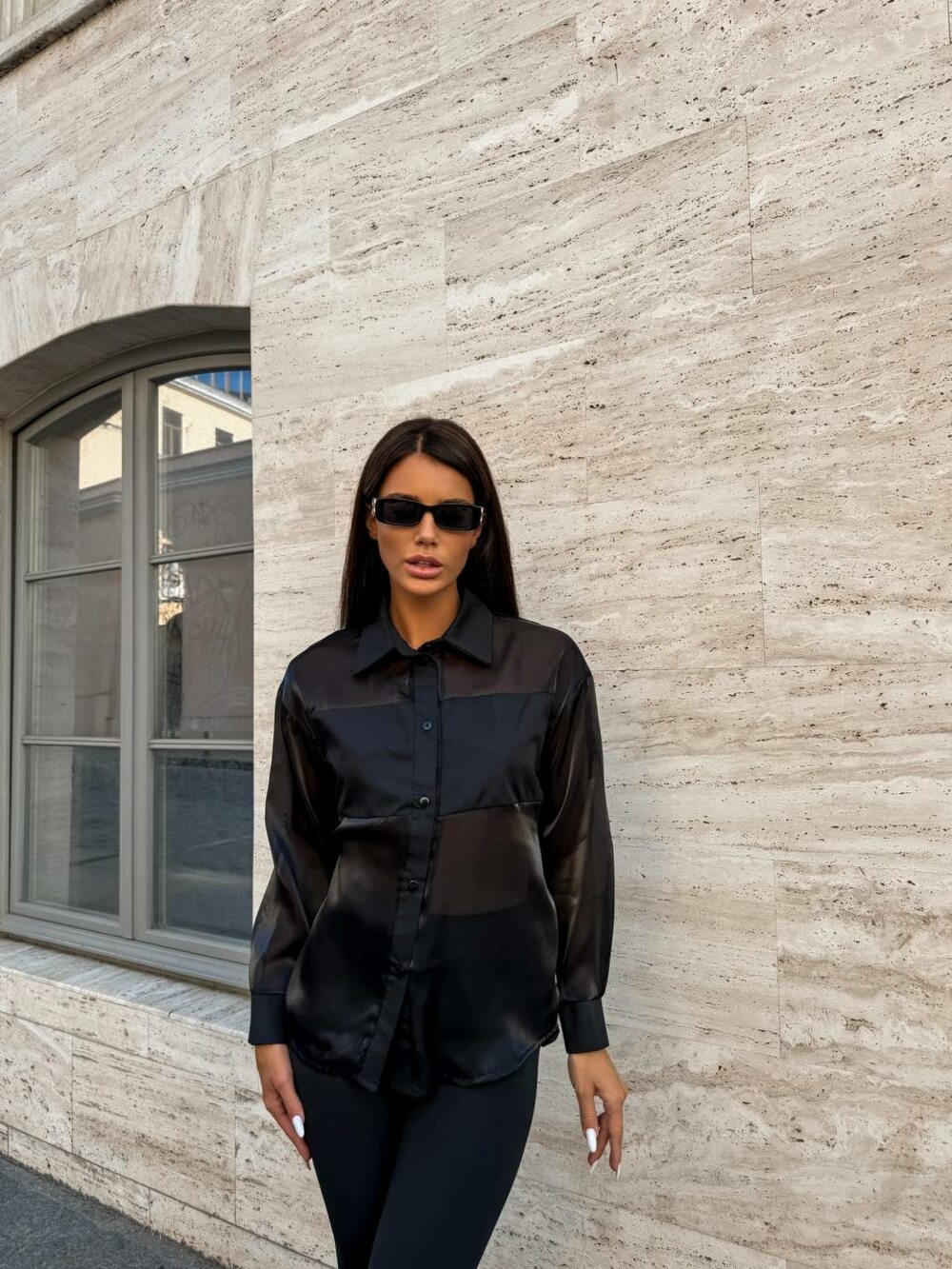 Блузка з довгим рукавом, колір чорний