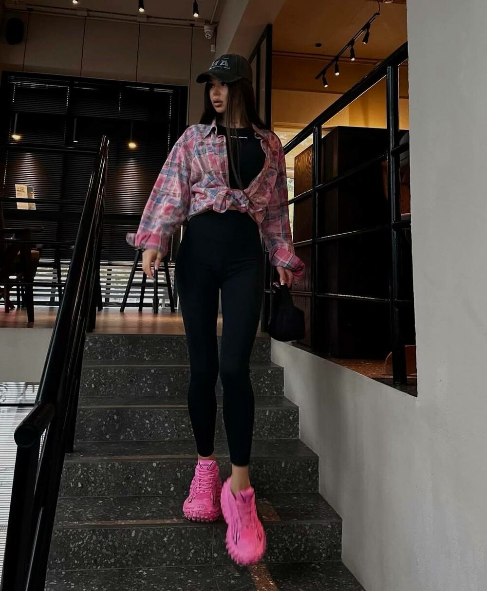 Сорочка у клітинку, колір рожевий