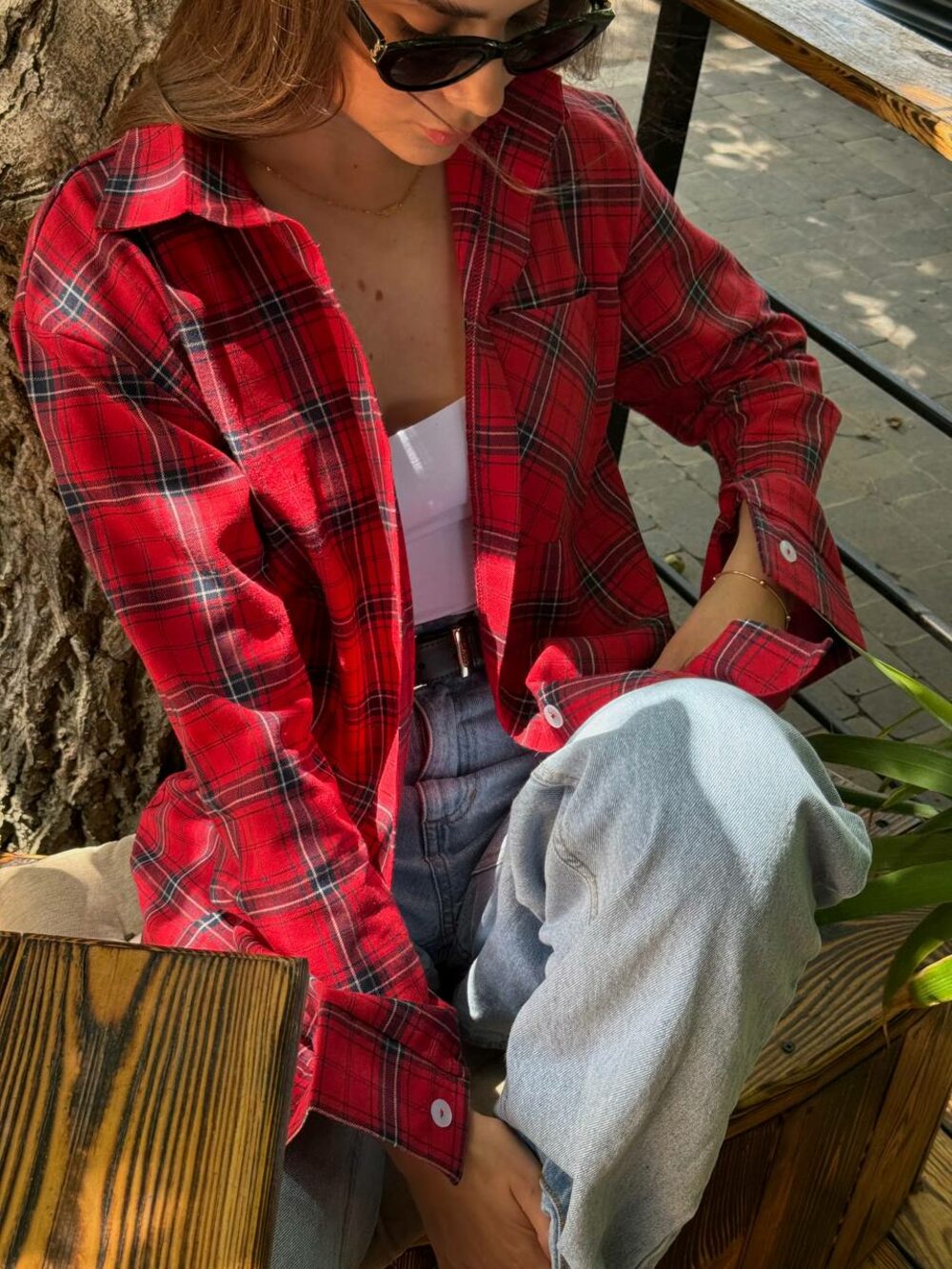 Сорочка у клітинку, колір червоний