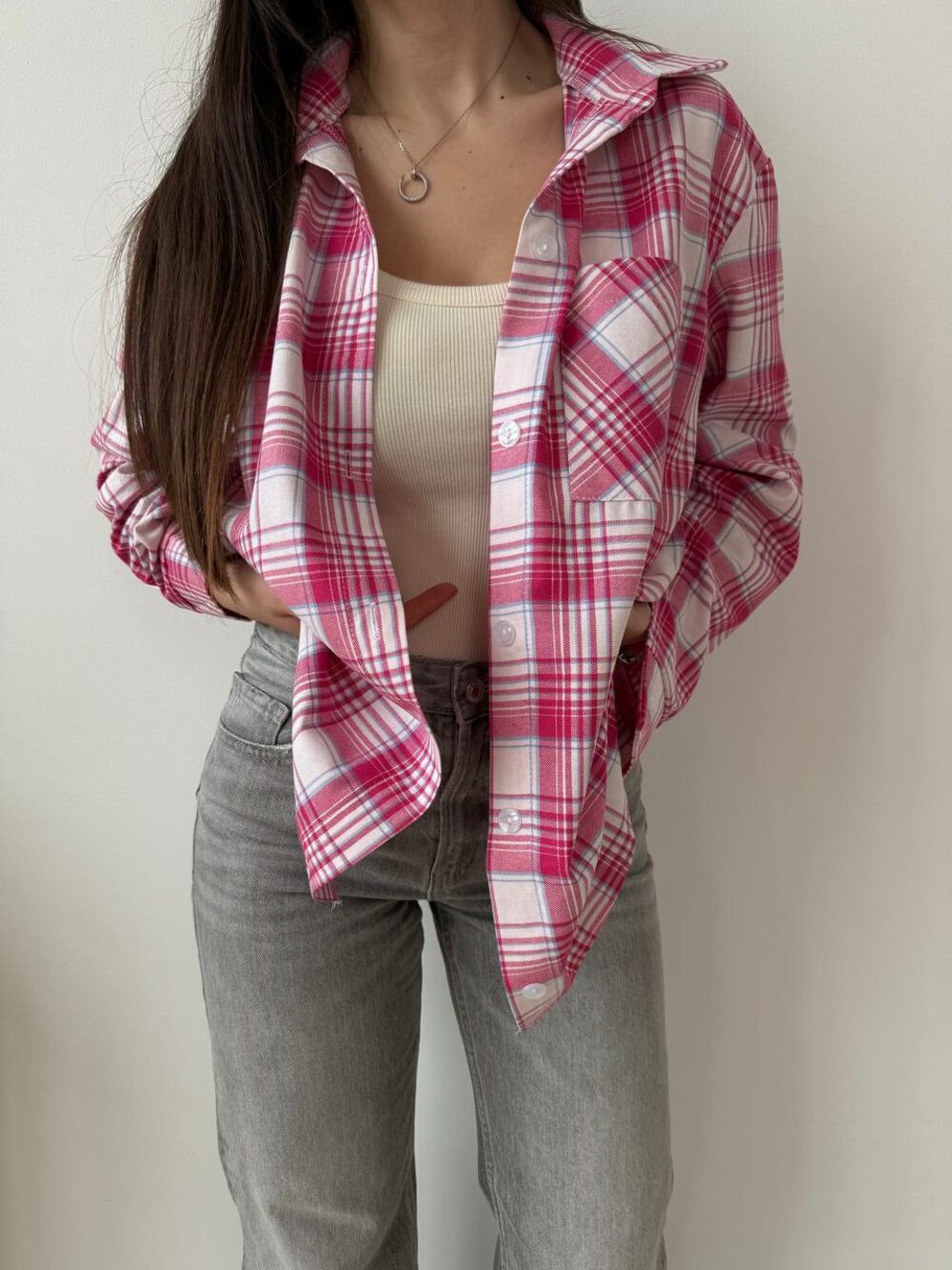 Сорочка вільного крою, колір малиновий