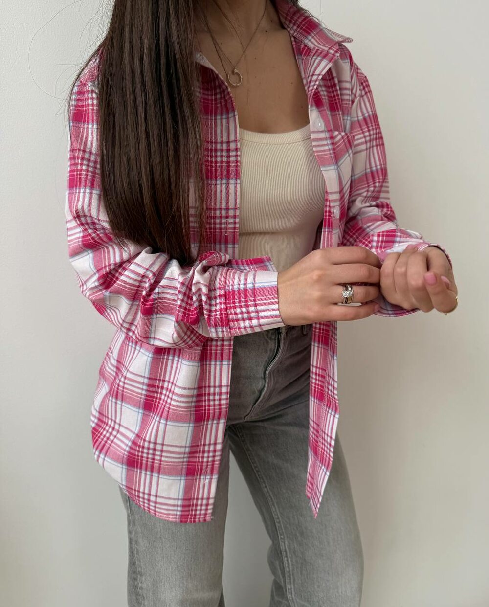 Сорочка вільного крою, колір малиновий