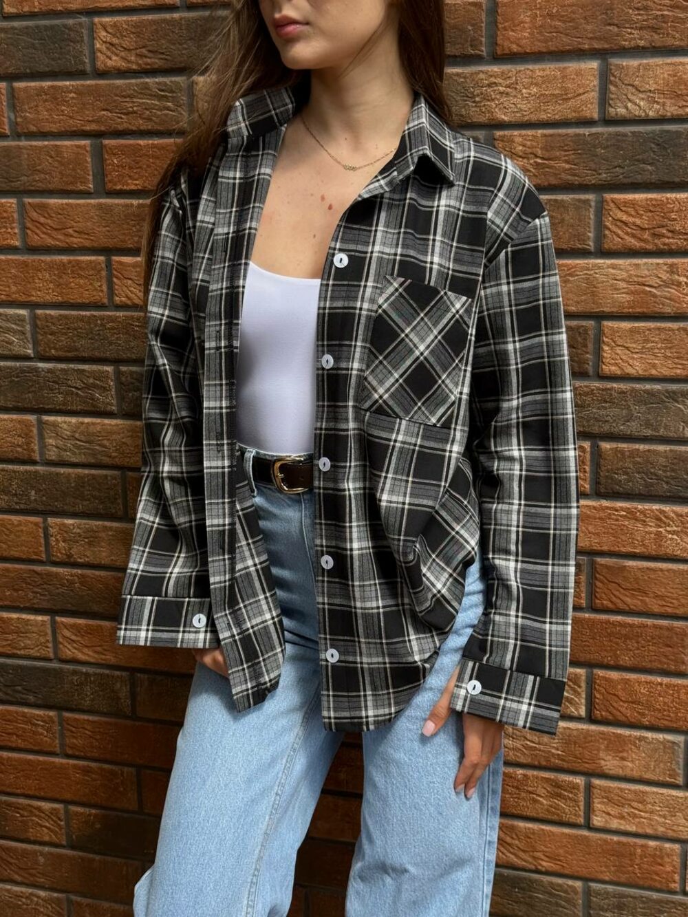 Сорочка в клітинку, колір чорний