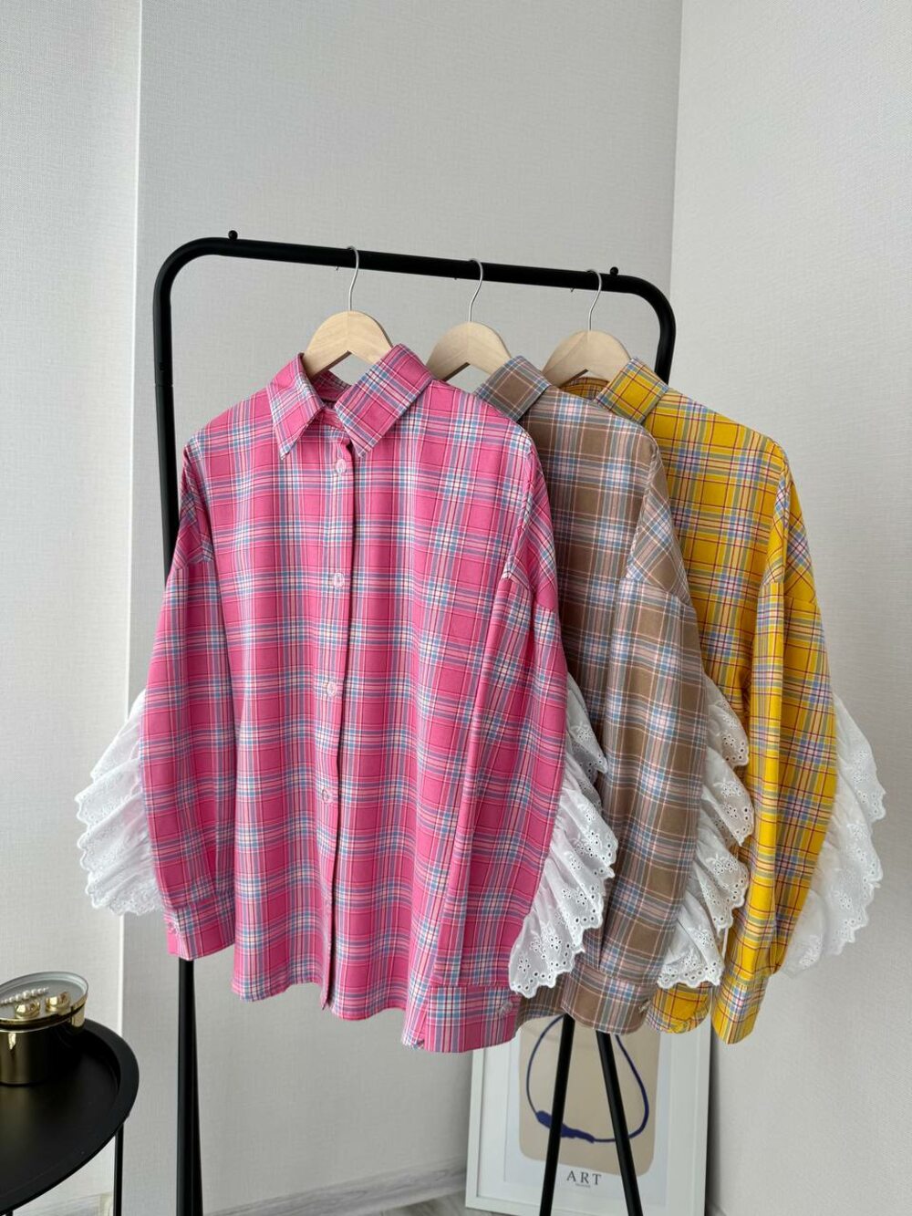 Оверсайз сорочка з рюшами, колір зефір