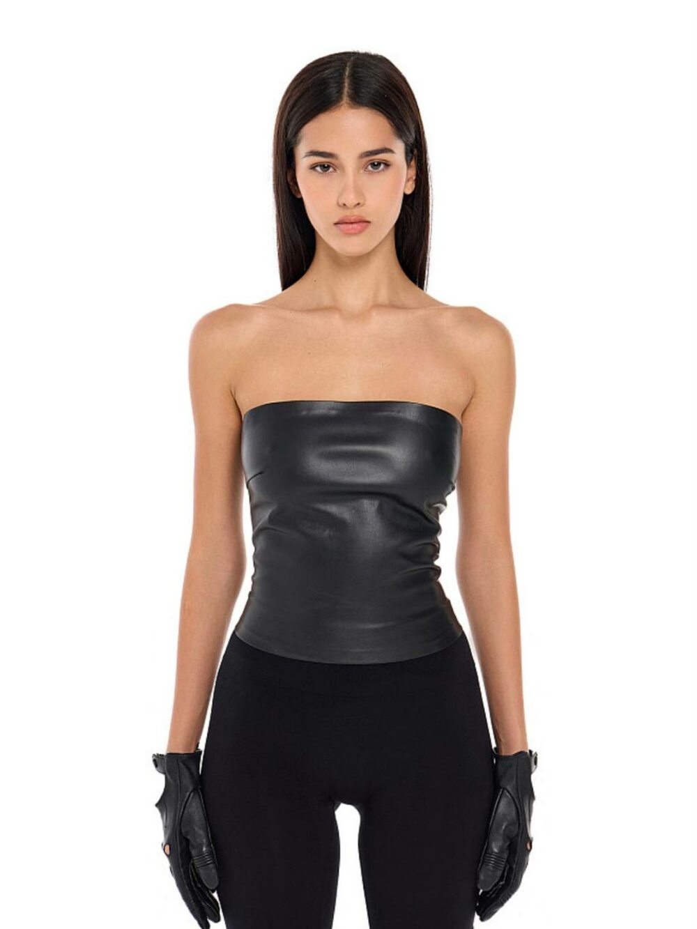 Топ из эко кожи, цвет черный