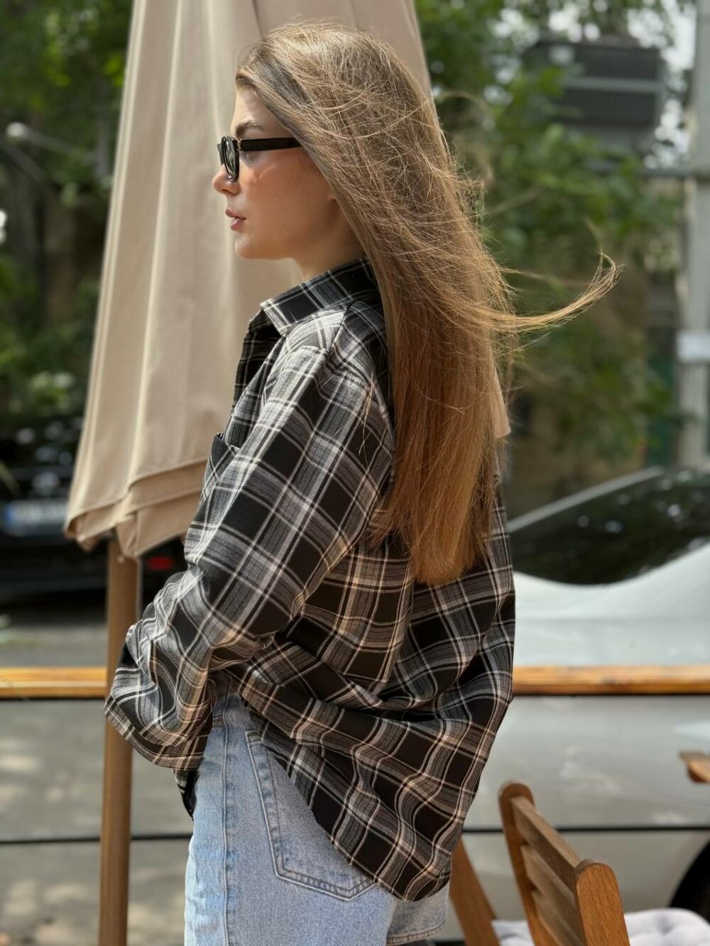 Сорочка в клітинку, колір чорний