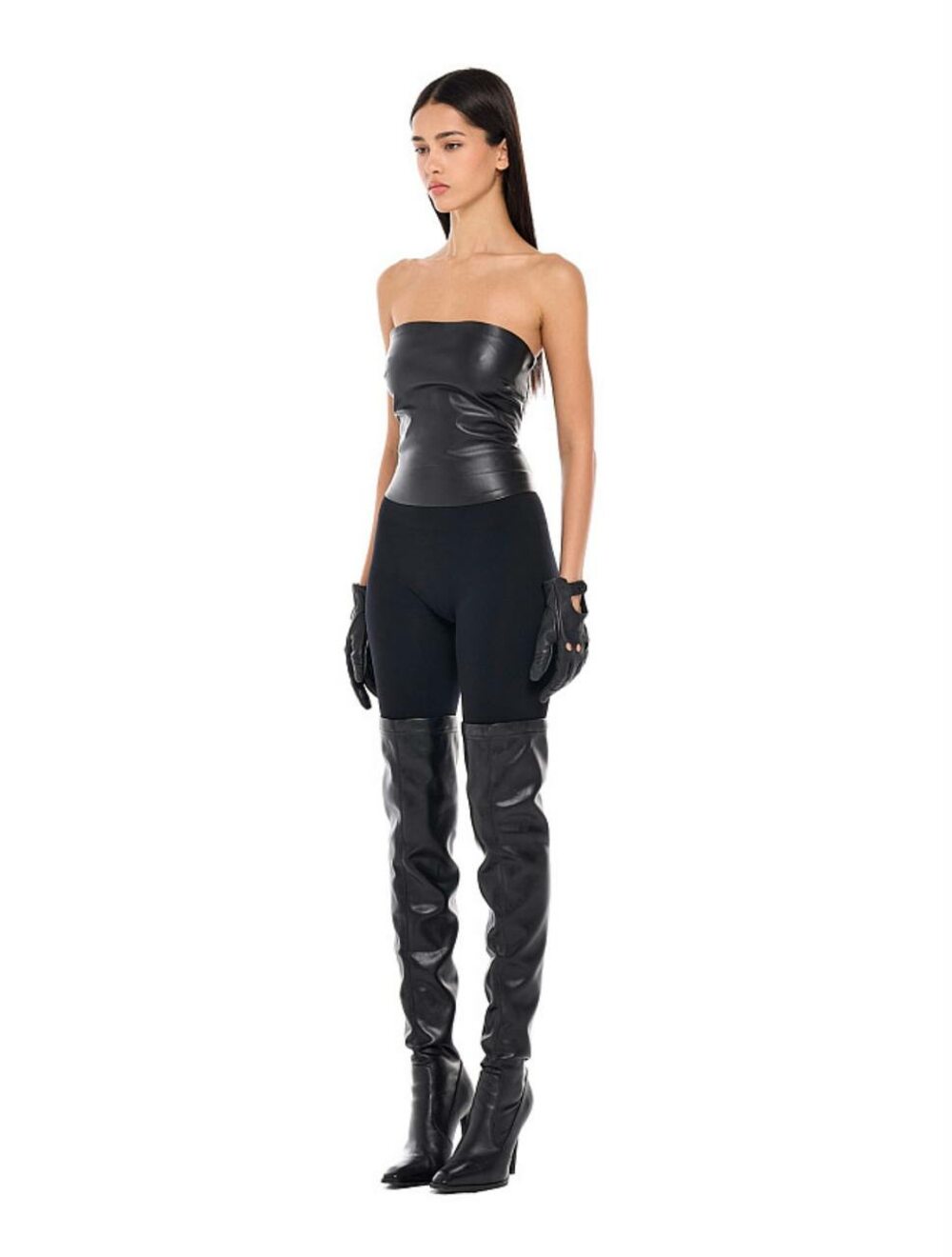 Топ из эко кожи, цвет черный