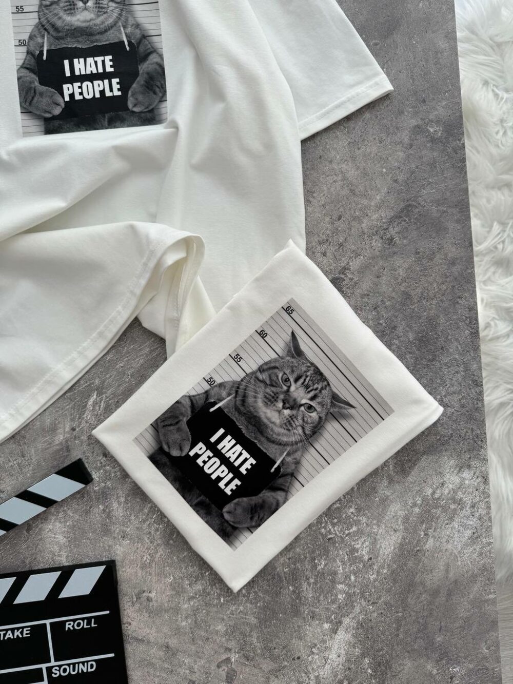 Футболка “I hate people”, цвет молочный