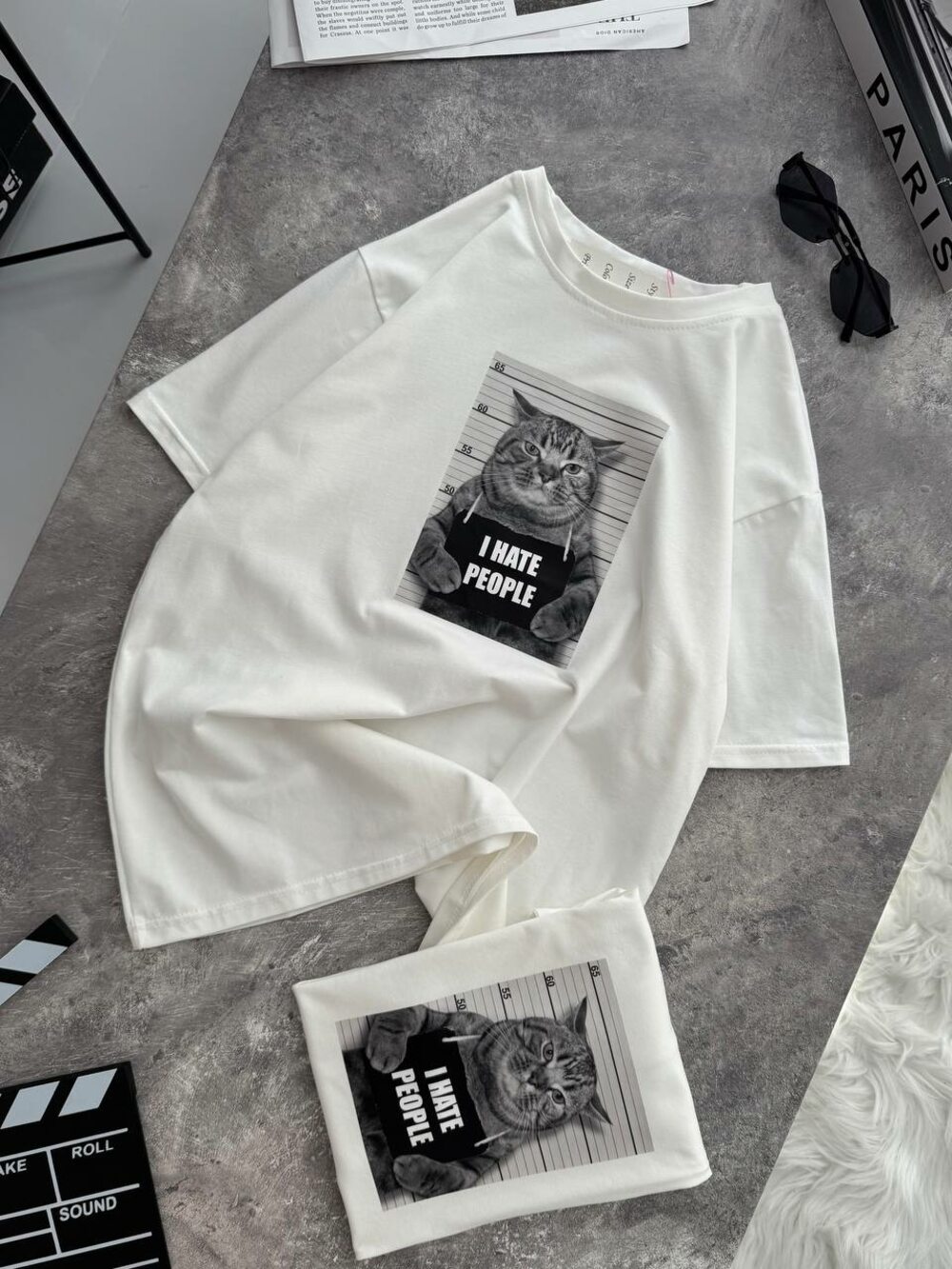 Футболка “I hate people”, цвет молочный
