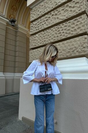 Рубашка оригинального кроя, цвет белый