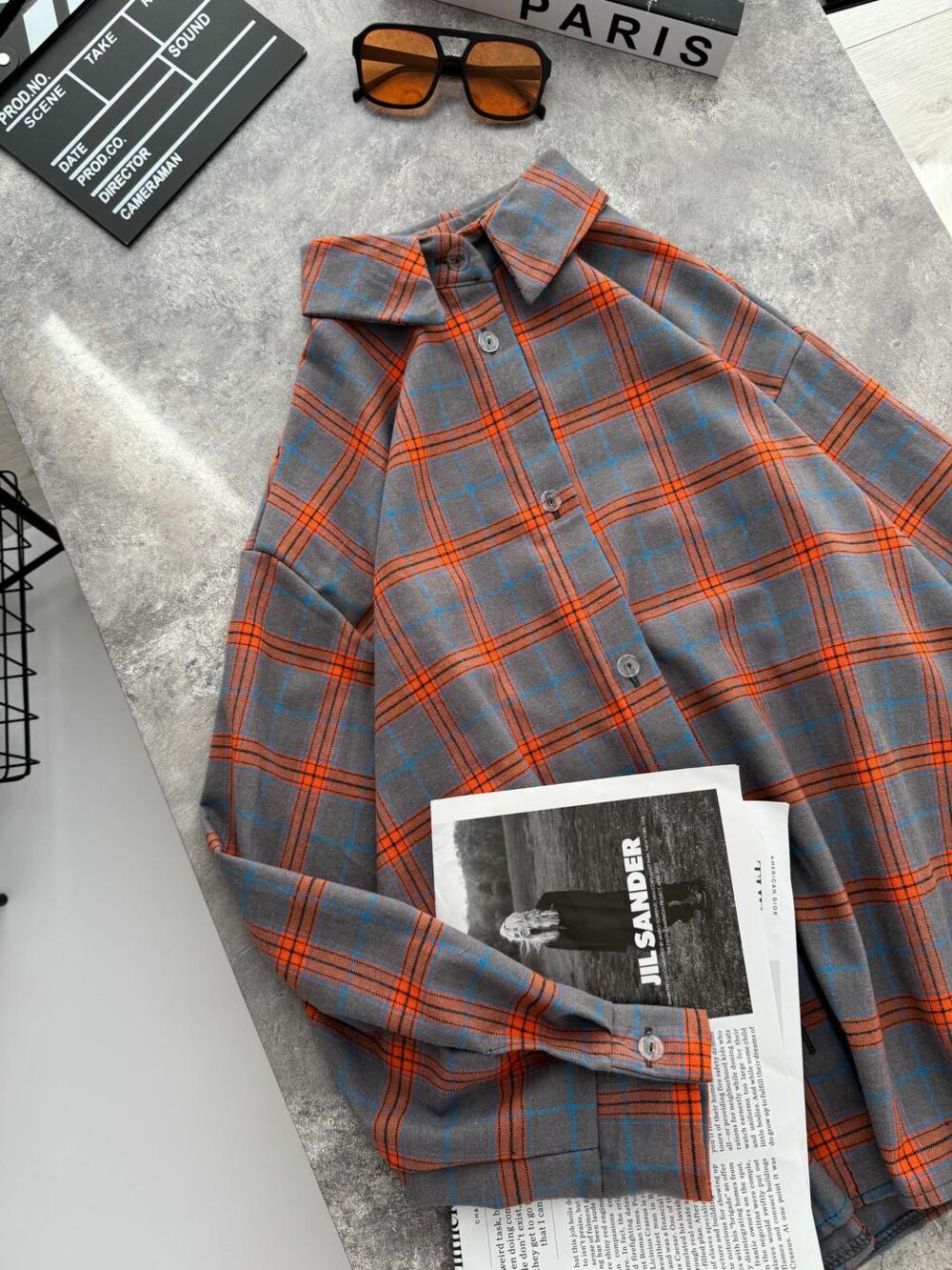 Сорочка в клітинку з принтом TED, колір сірий