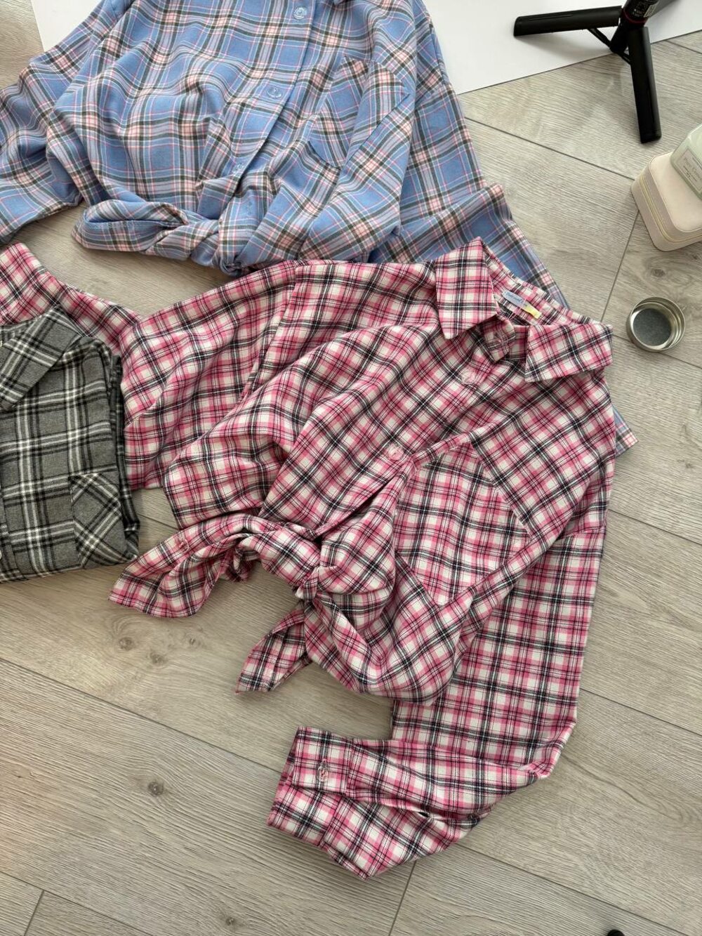 Оверсайз сорочка в клітинку, колір рожевий