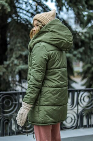 Куртка зимняя женская цвет хаки зефирка