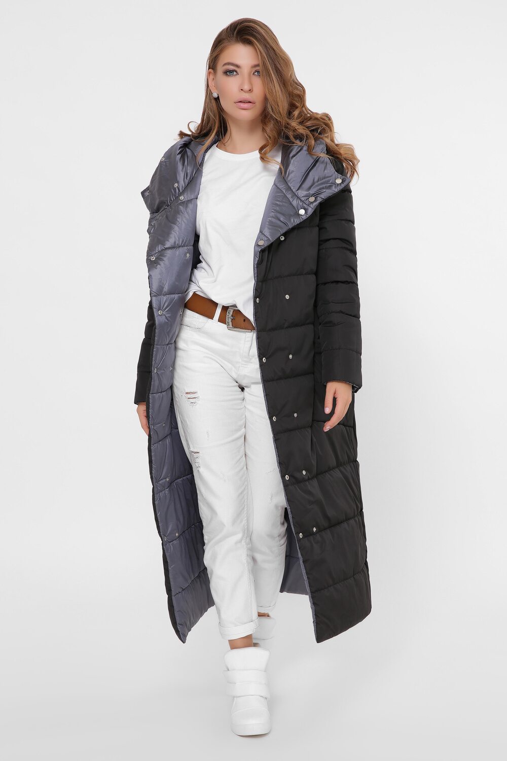 Зимова куртка довга з капюшоном