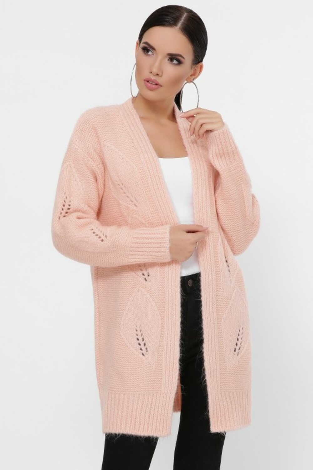 В'язаний кардиган персикового кольору