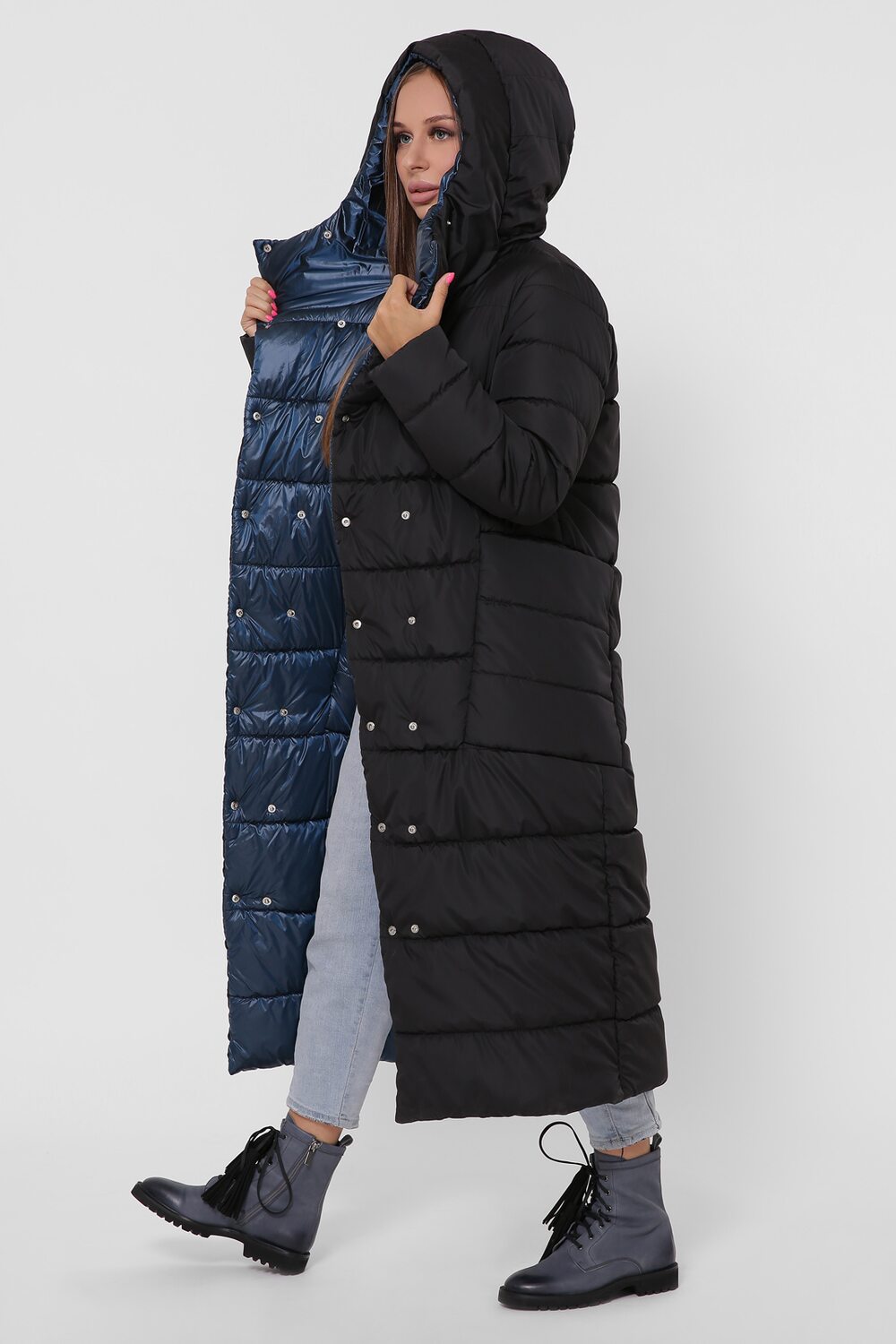 Зимняя стеганая куртка парка длинная