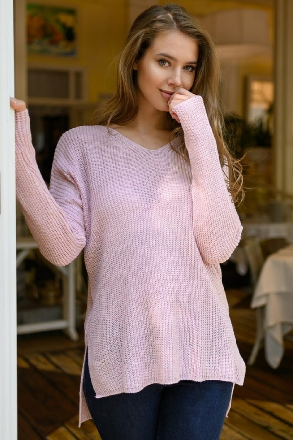 Однотонный пуловер