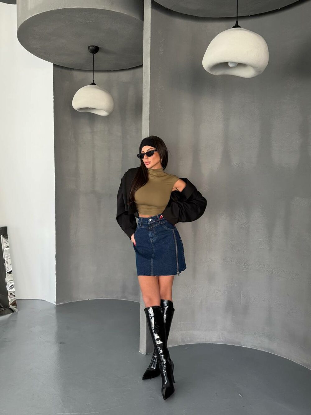 Юбка джинсовая молния сбоку цвет синий