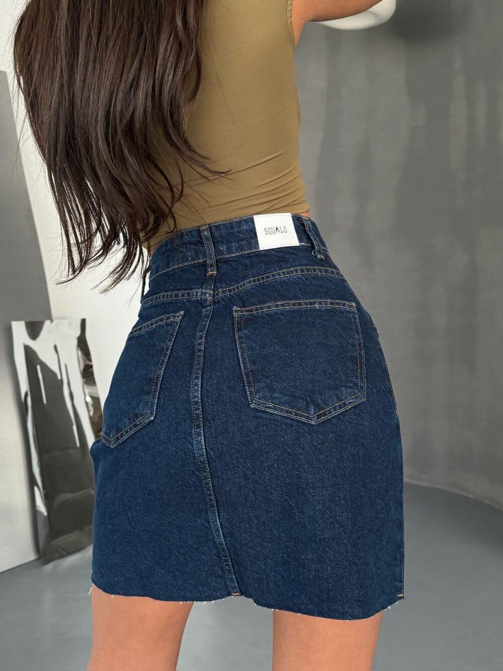 Юбка джинсовая молния сбоку цвет синий