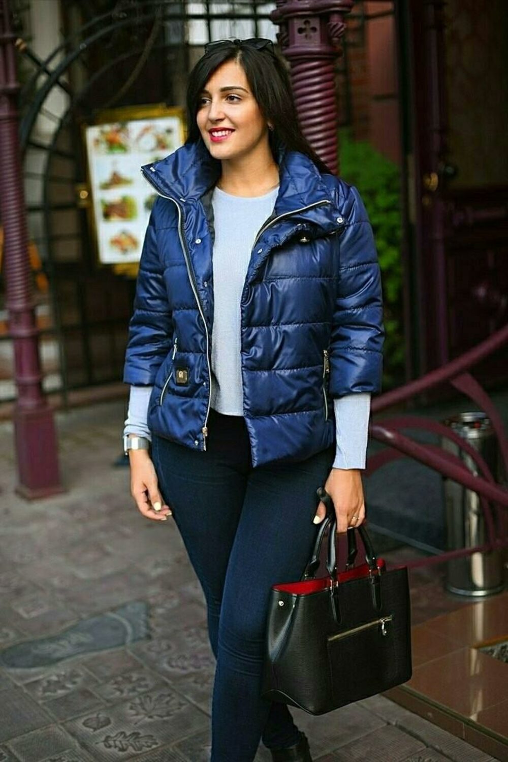 Куртка женская синяя рукав три четверти