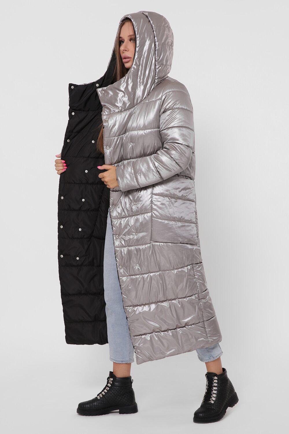 Зимняя куртка экопух цвет сильвер