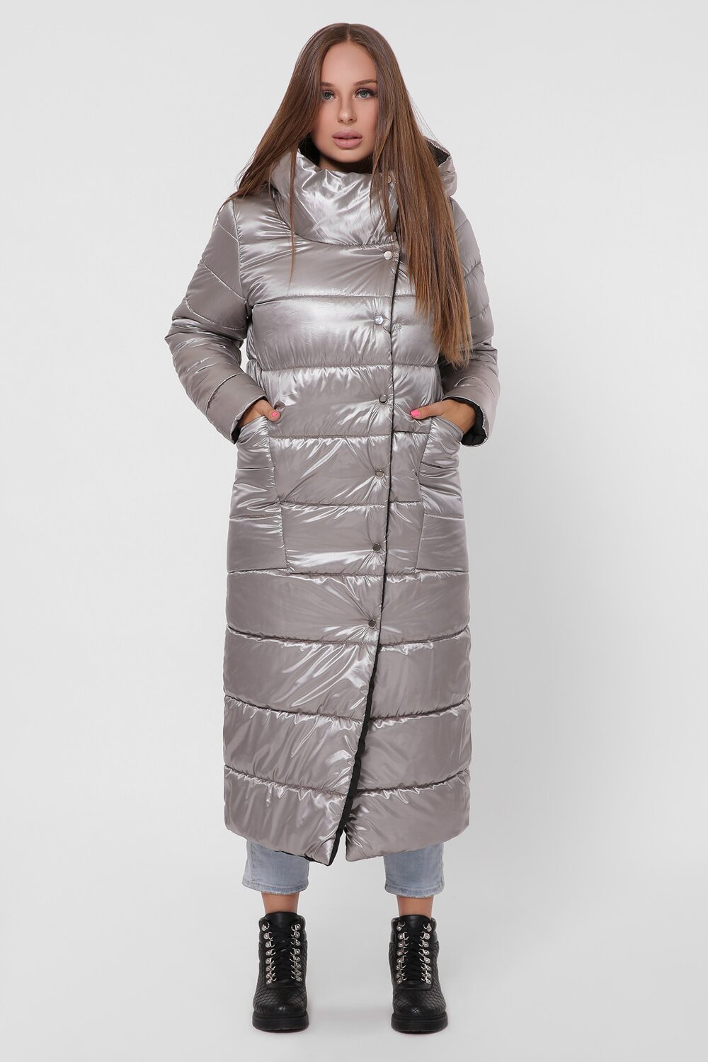 Зимняя куртка экопух цвет сильвер