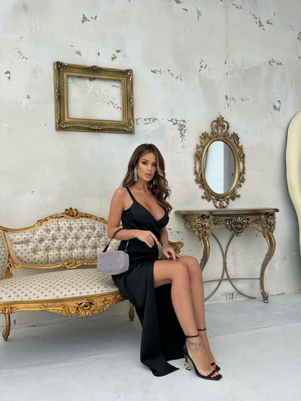 Платье вечернее на брекетах цвет черный