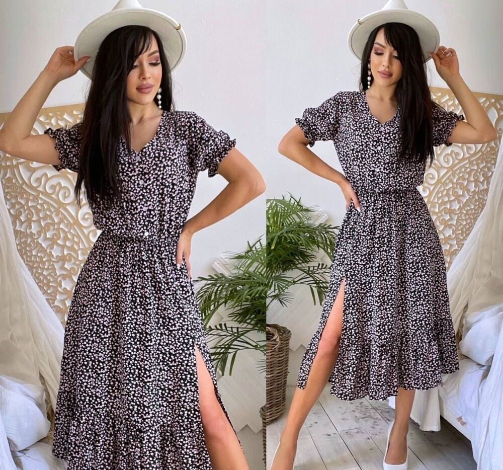 Платье черно розовое